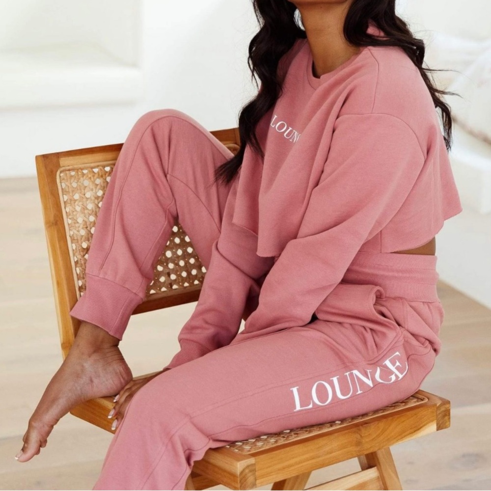 Lounge Underwear smoked pink XS set with joggers, cropped sweatshirt, bralette